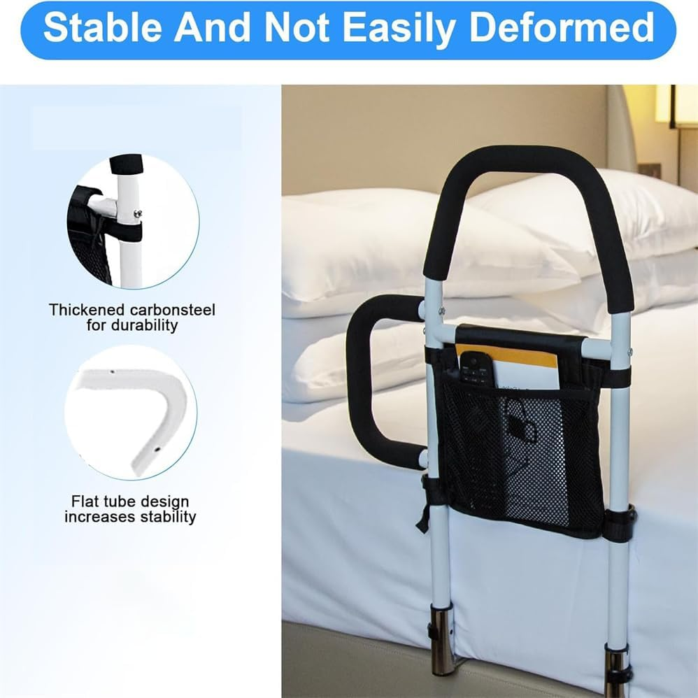 Bed Rails,Bed Rails for Elderly Adults Safety,Bed Auxiliary Railing with Double Handrails and Storage Bags,Elderly Safety Getting up Assistance Device anti Fall Guardrail on the Bed image number 3