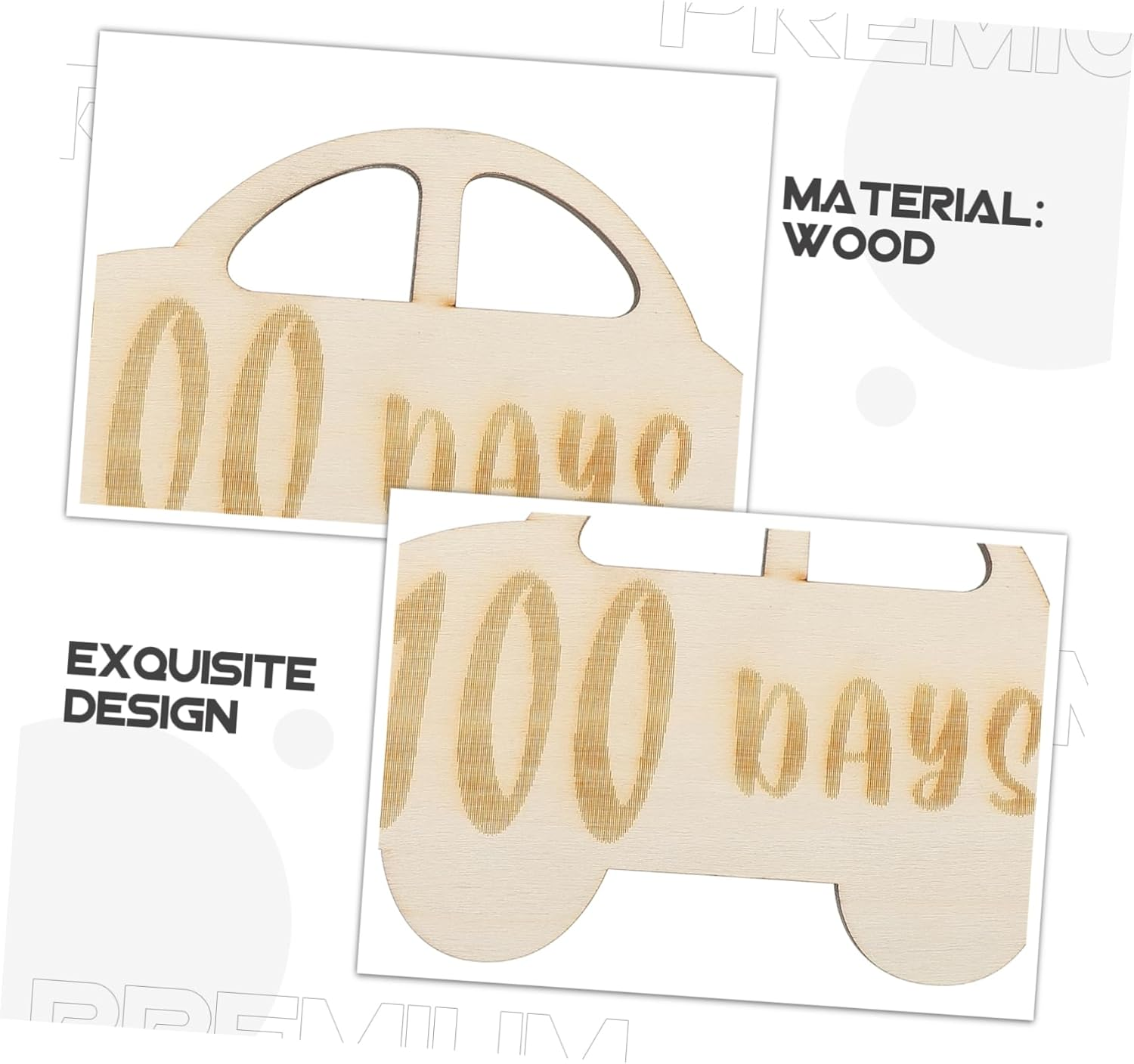 DOITOOL Wooden Milestone Growth Card Days Milestone Marker for Newborn Photography Safe Material Capture Precious Moments First Year image number 2