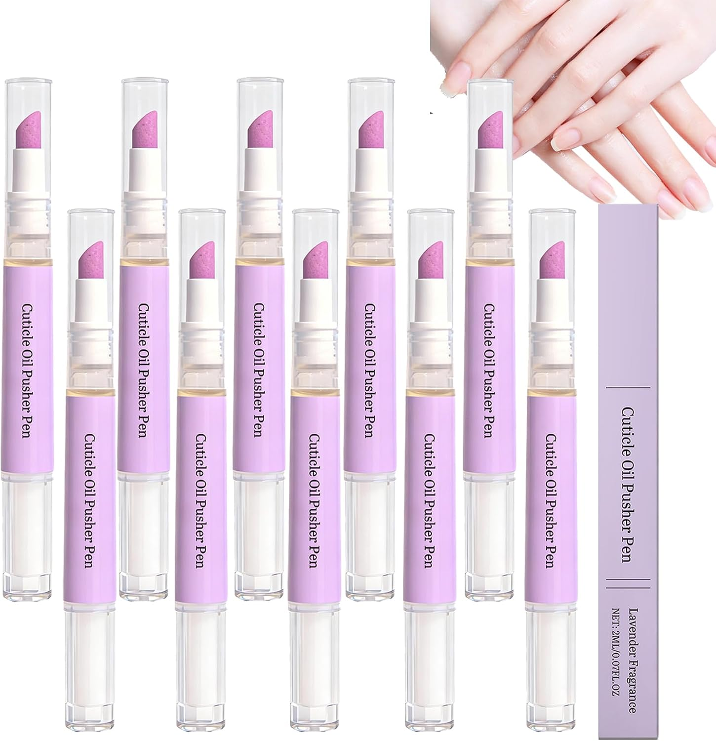 2-In-1 Cuticle Oil Pen, Cuticle Oil Cuticle Pusher Nail Oil Pen, Gentle Cuticle Remover for Dry & Damaged Nails, Hangnails, Moisturize Strengthen Brighten, Lavender Scented (3Pcs)