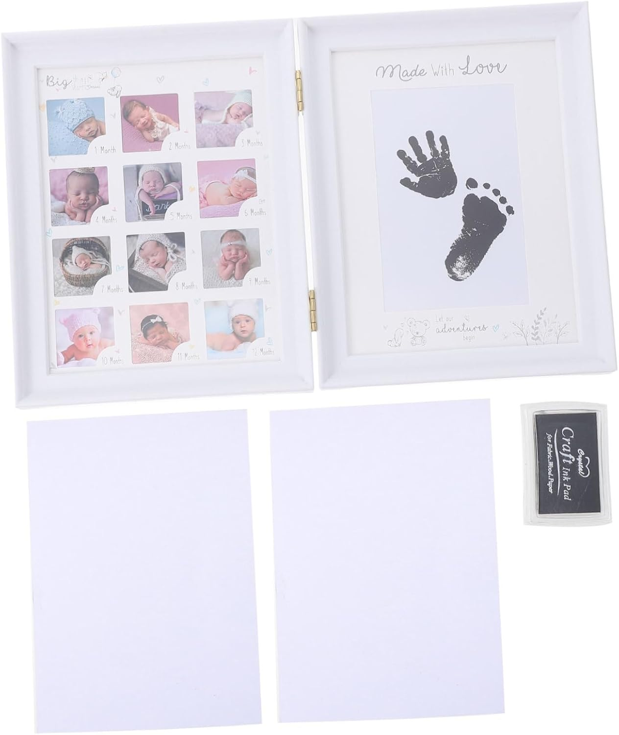 ERINGOGO Growth Photo Frame Desktop Picture Frame Ornament for Newborn Footprint Memories Durable and Safe Keepsake Holder Present for First Birthday