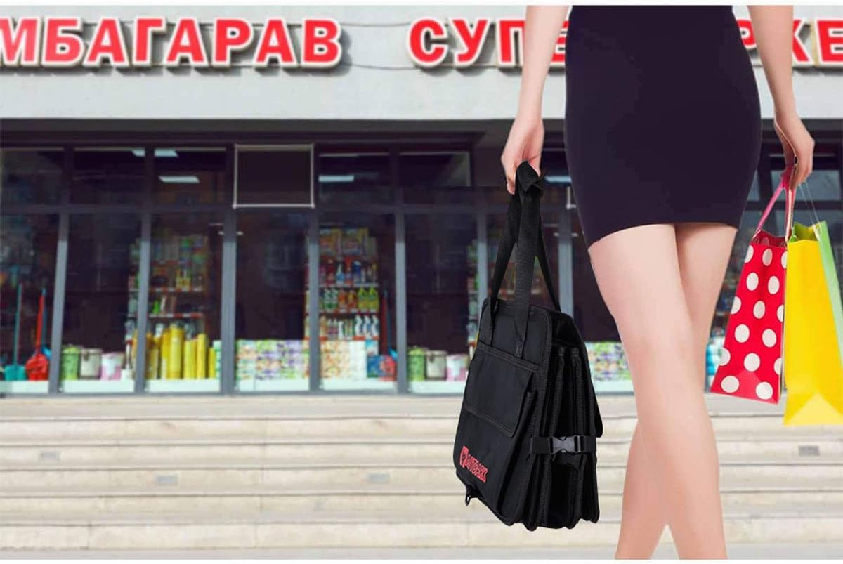 Autoark Multipurpose Car SUV Trunk Organizer,Durable Collapsible Adjustable Compartments Cargo Storage,Ak-072 - Black image number 6