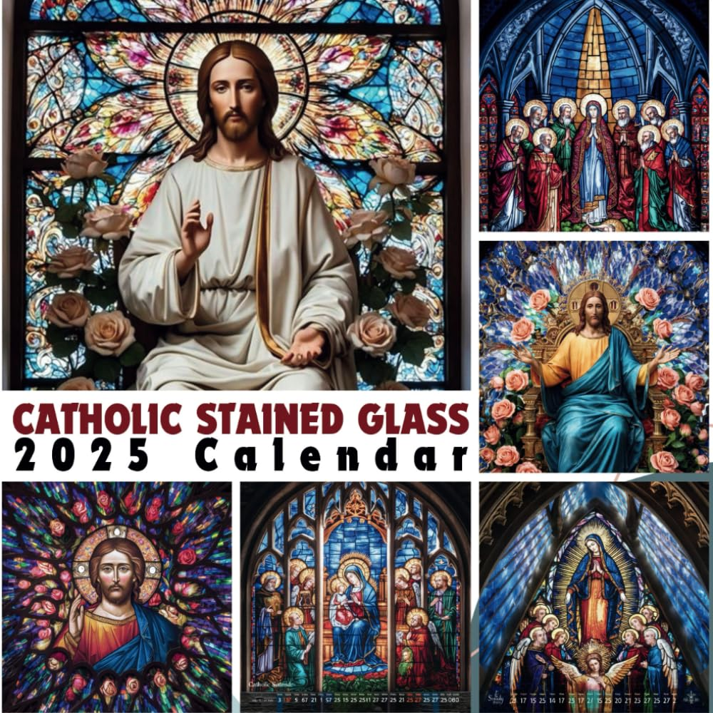 Catholic Stained Glass 2025 Calendar: 12 Months of Breviary Liturgical from January to December 2K25,Square 8.5X8.5 Inches for Organizing and Planning ... Decorative Depicted as Kalendar, Calendrier,