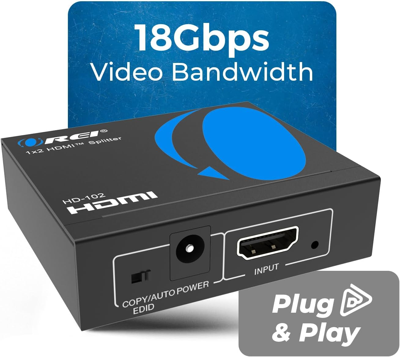 OREI HDMI Splitter 1 in 2 Out 4K - 1X2 HDMI Display/Mirror - Powered Splitter Full HD 1080P, 4K @ 30Hz (One Input to Two Outputs) - USB Cable Included - 1 Source to 2 Identical Displays image number 3