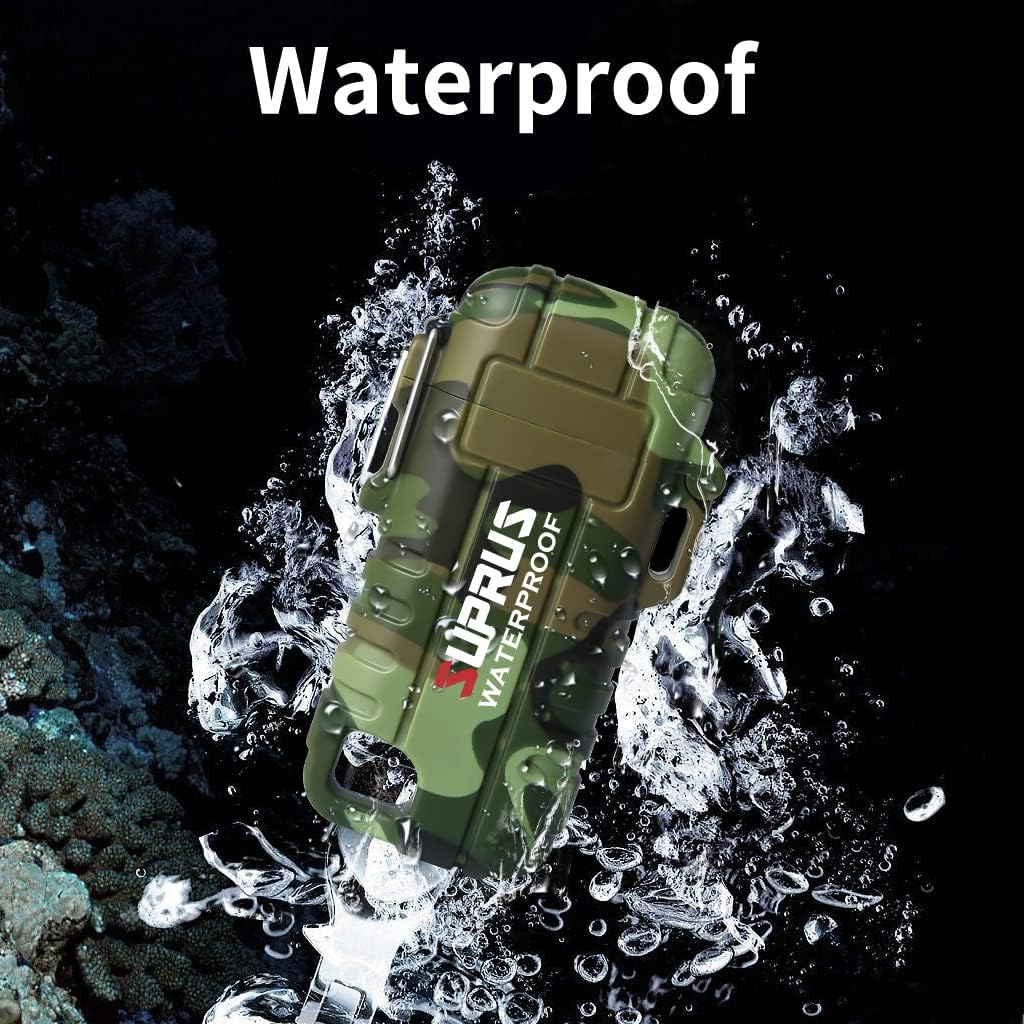 SUPRUS Waterproof Lighter Windproof Lighter Arc Plasma Lighters USB-C Rechargeable with Expandable and Flexible Neck for Outdoor, Camping & Kitchen (Camouflage) - Blue image number 5