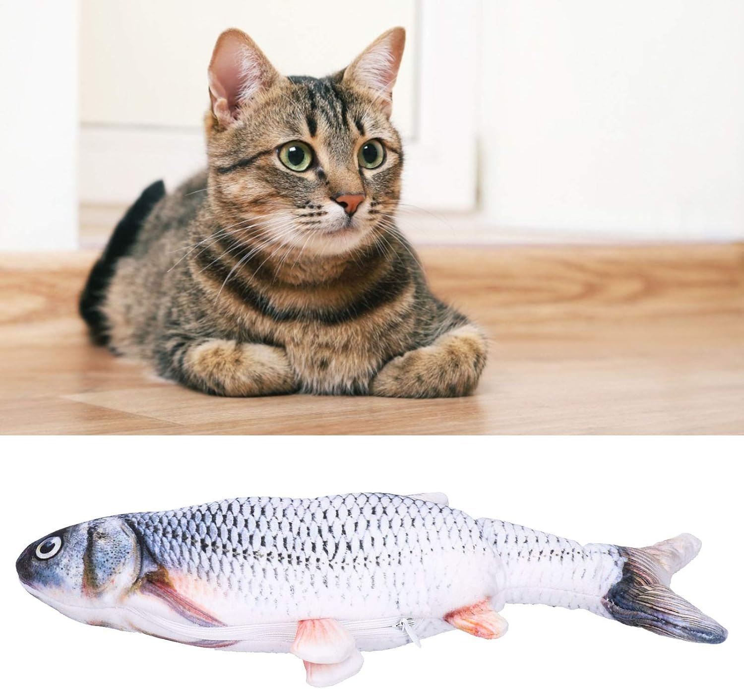 Electric Flopping Fish, Bite‑Resistant Fish Catnip Toys Flopping Fish Cat Toy Durable Cat Kicker Fish Toy for Pet for Activity(Crucian Carp USB Charging) image number 5