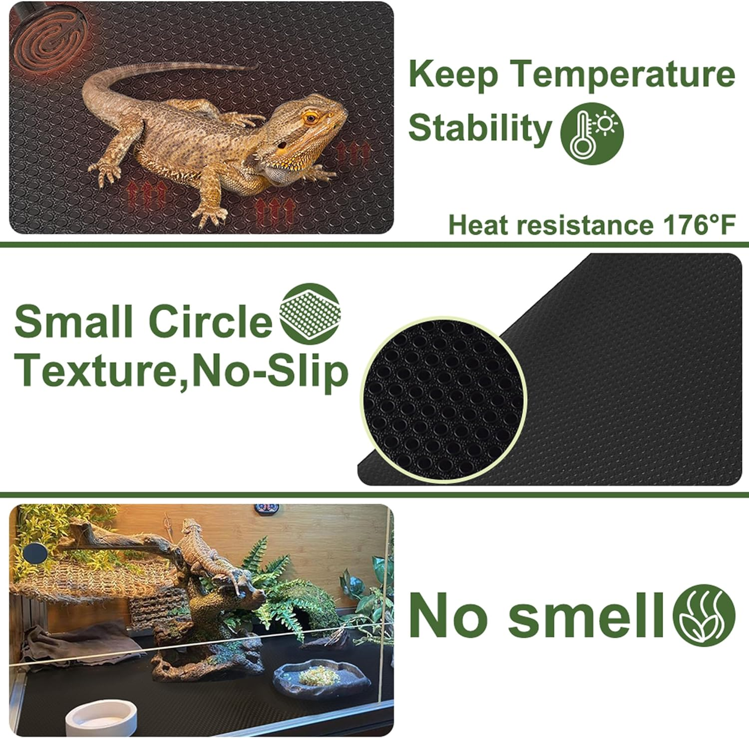 TCYPUHL Reptile Carpet, Reptile Mat, Bearded Dragon, Leopard Gecko Substrate,Bearded Dragon Tank Flooring Grey image number 2