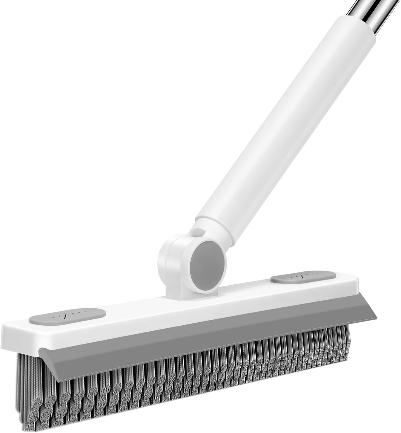 Setsail Grout Cleaner Brush with Long Handle, V-Shaped Floor Scrub Brush Swivel Grout Brush Stiff Bristle Floor Grout Scrubber for Bathroom, Tile Line, Crevice, Kitchen, Wall, Deck, Garage, Black Grey