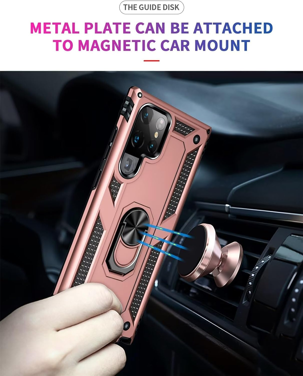CLYDITE Case for Samsung Galaxy S22 Ultra Case Rose Gold Mobile Phone Case with Anti-Spy Privacy Protection Film Privacy Screen Protector image number 6