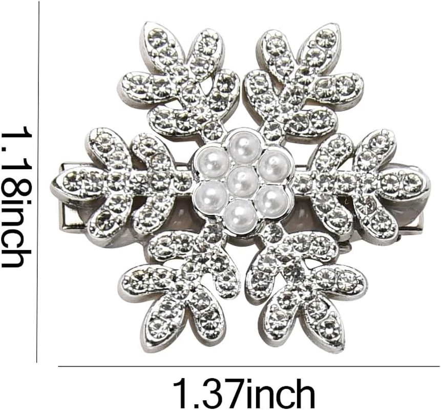 Small Sparkly Pearl Rhinestone Hair Clips for Girls 4PCS Snowflake Hair Barrettes for Christmas Xmas Party Gifts Wedding Hair Accessories for Bride Bridal Pearl Hairpins Metal Clip image number 5