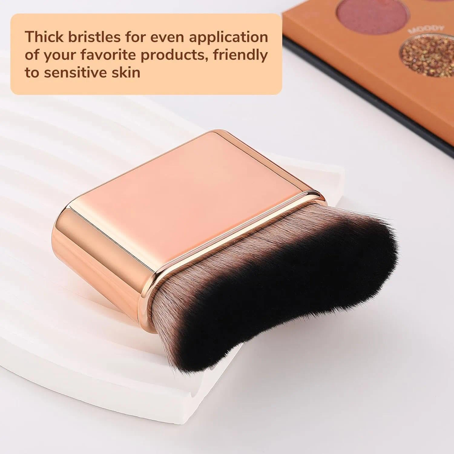 Tanning and Contour Makeup Brush for Self Tanner & Foundation, Vegan Soft Hair Face and Body Brush in Rose Gold - Fengea image number 6