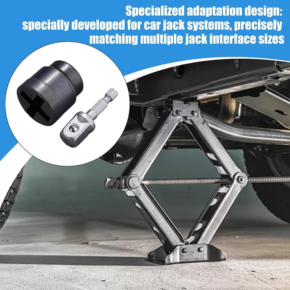 Heavy Duty Scissor Jack Socket for Car Jack and Electric Wrench Adapter Universal Fit for Trailer, RV, Truck, Auto Repair and Quick Labor Saving Car Lift Tool with Durable Steel Construction image number 2