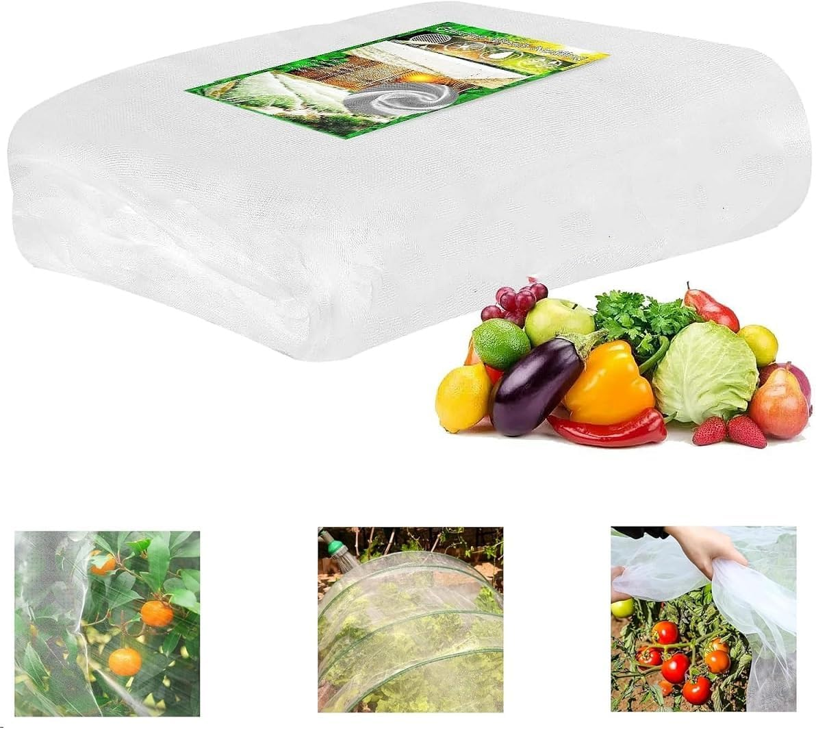 WADY Ultra Fine Garden Netting 8.2X20Ft, Reusable Plant Covers for Vegetables Fruits Flowers, Durable Greenhouse Protection Net, Pest Bird Barrier & Row Covers for Plants, Breathable Crop Screen
