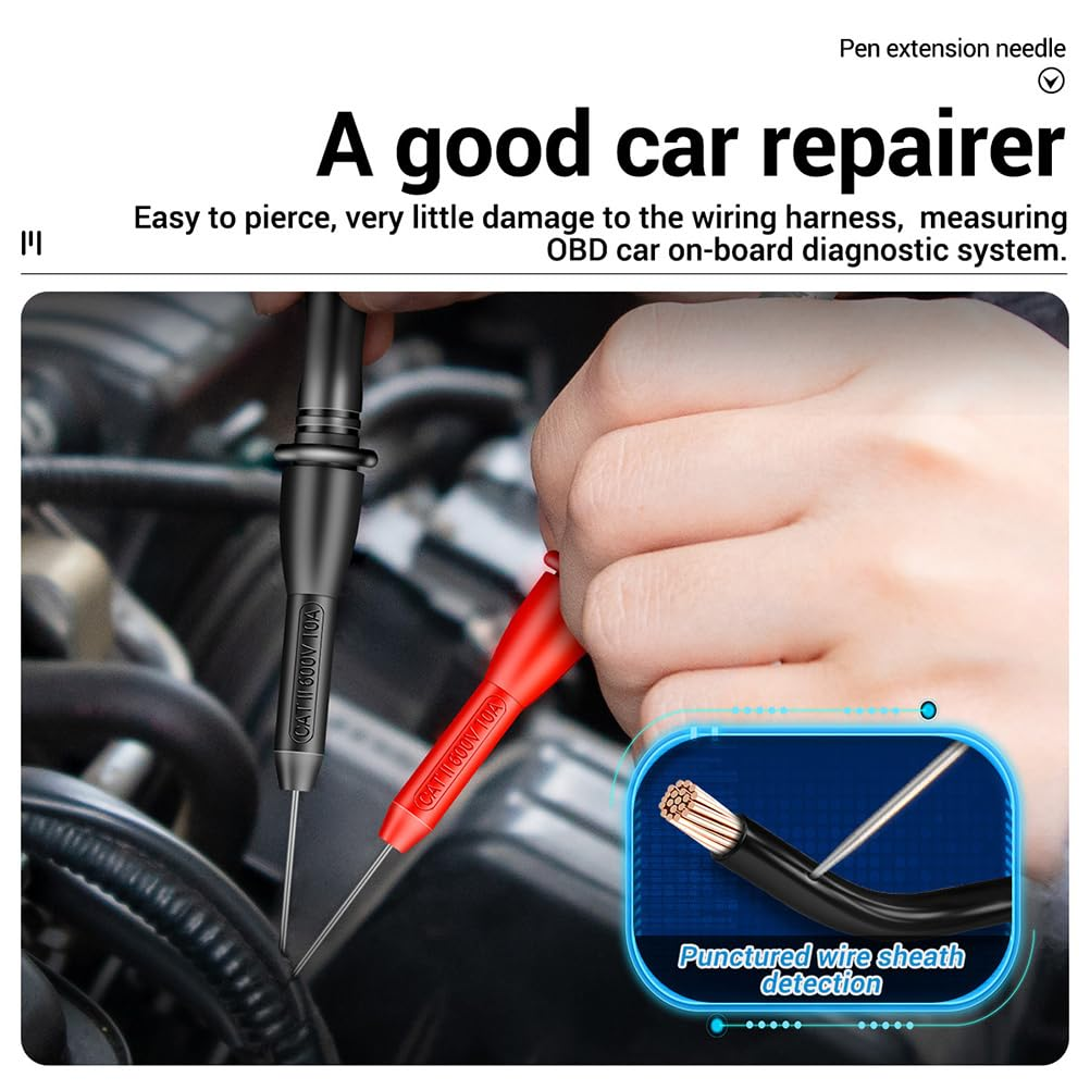 Angoily 2 Pairs Multimeter Back Probe Kit Probe for Car Test Probes and Leads Piecing Kit Probe for Automotive Nickel-Plated Brass Tool 10A image number 5