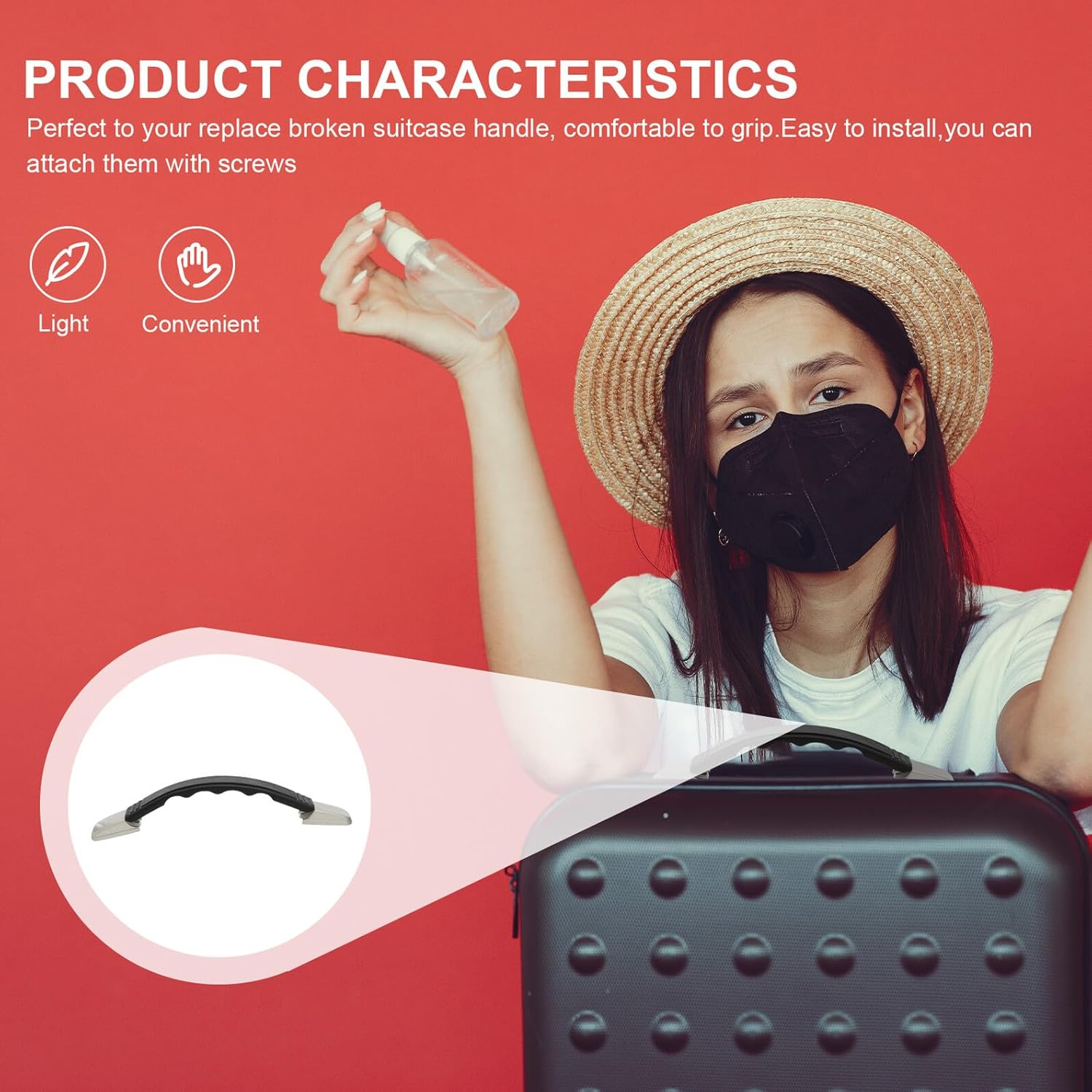 Ipetboom Suitcase Handle Travel Suitcase Strap Portable Sturdy Replacement Grip Luggage Case Carrying Handle Convenient Travel Accessory image number 5