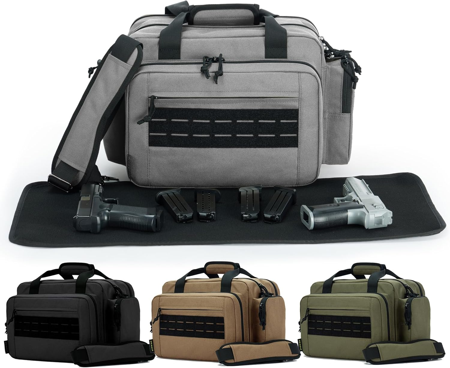 VEAGIA Range Bag,Pistol Case,Gun Range Bags for Handguns and Ammo Pouch 2 Pistols Soft Carrying Shooting Bag