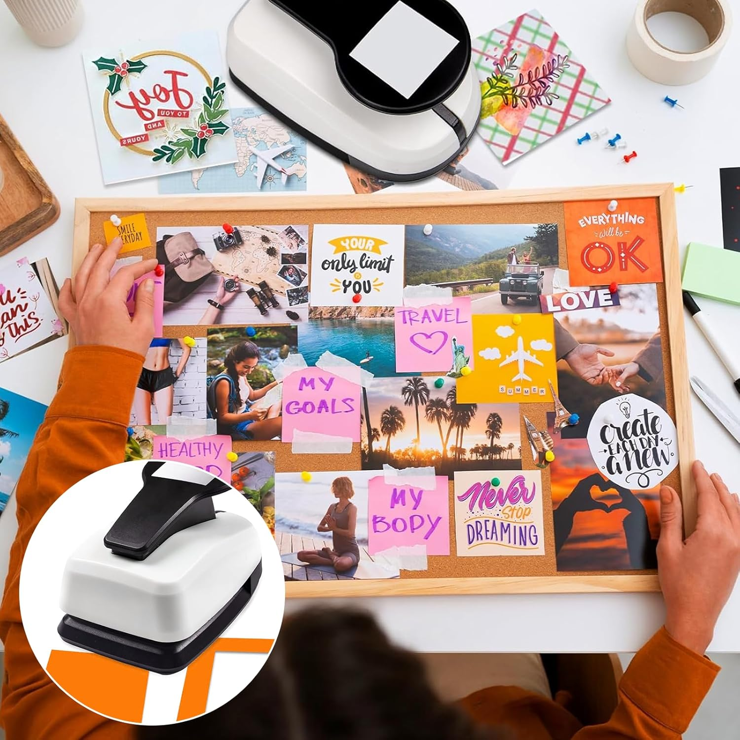 MAEZOE 1.9 Inch Square Hole Punch for Paper Crafts, Heavy Duty Punch with Chip Catcher for Scrapbooking, DIY Cards and Classrooms, Easy to Use for Kids, Teachers and Crafters image number 4