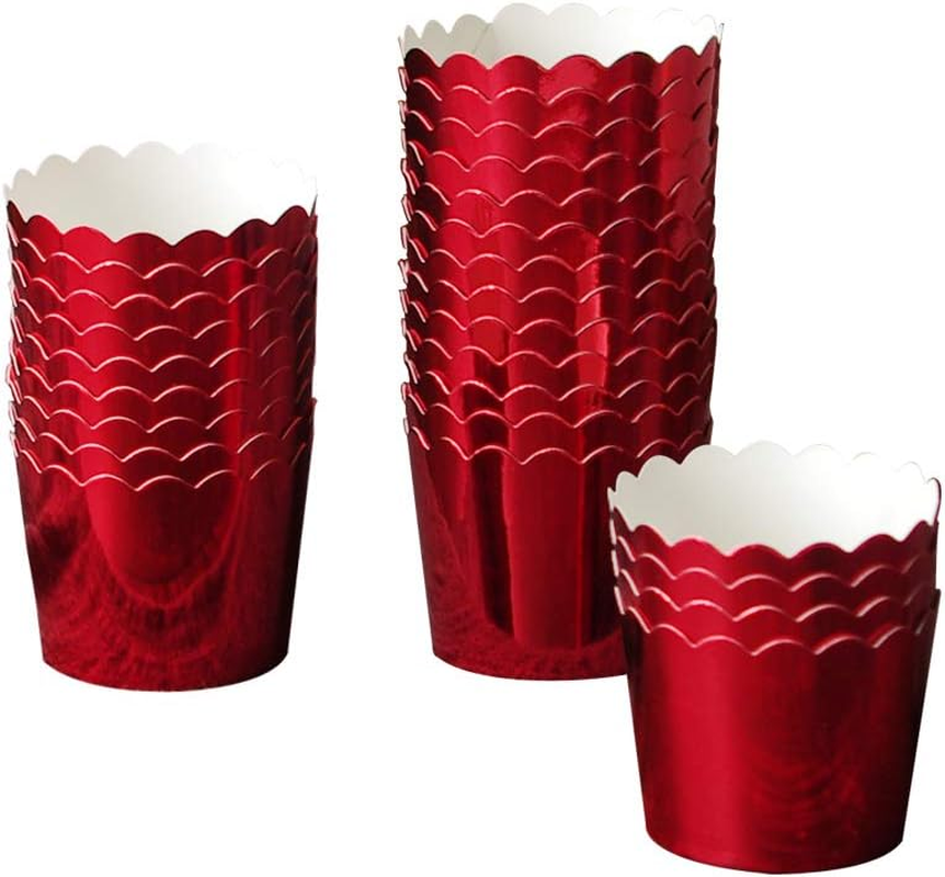 50 Pcs Paper Cupcake Liners Baking Cups, Holiday/Parties/Wedding/Anniversary Red image number 3