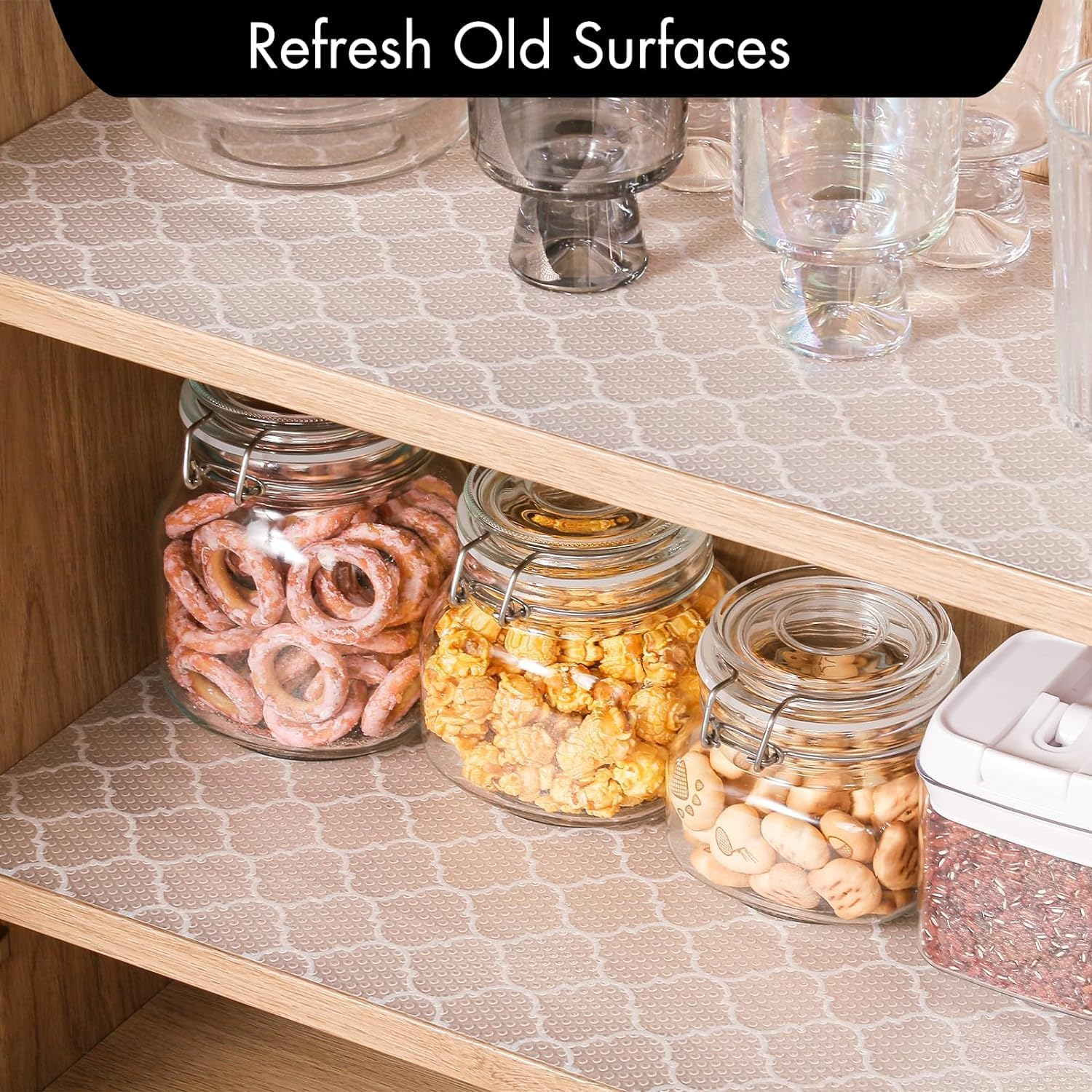 Shelf Liner &ndash;&ndash; Non-Slip Shelf Liners for Kitchen Cabinets &ndash; Waterproof Shelf Paper with Modern Pattern &ndash; Durable EVA Cabinet Liners (43CM*300M) image number 2