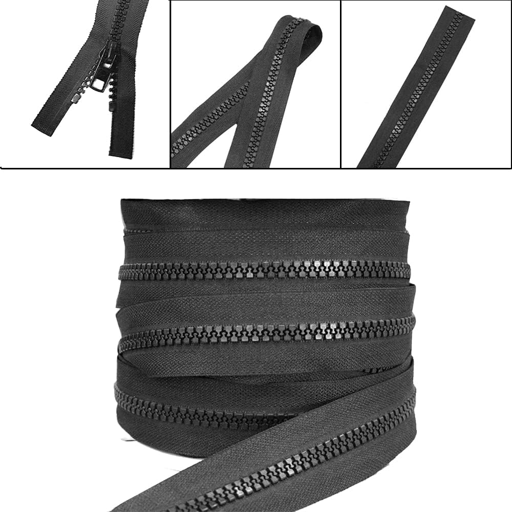 1X100Cm #10 Zipper Black Heavy Duty Chunky Teeth Sewing on Tent Open End Zip image number 2