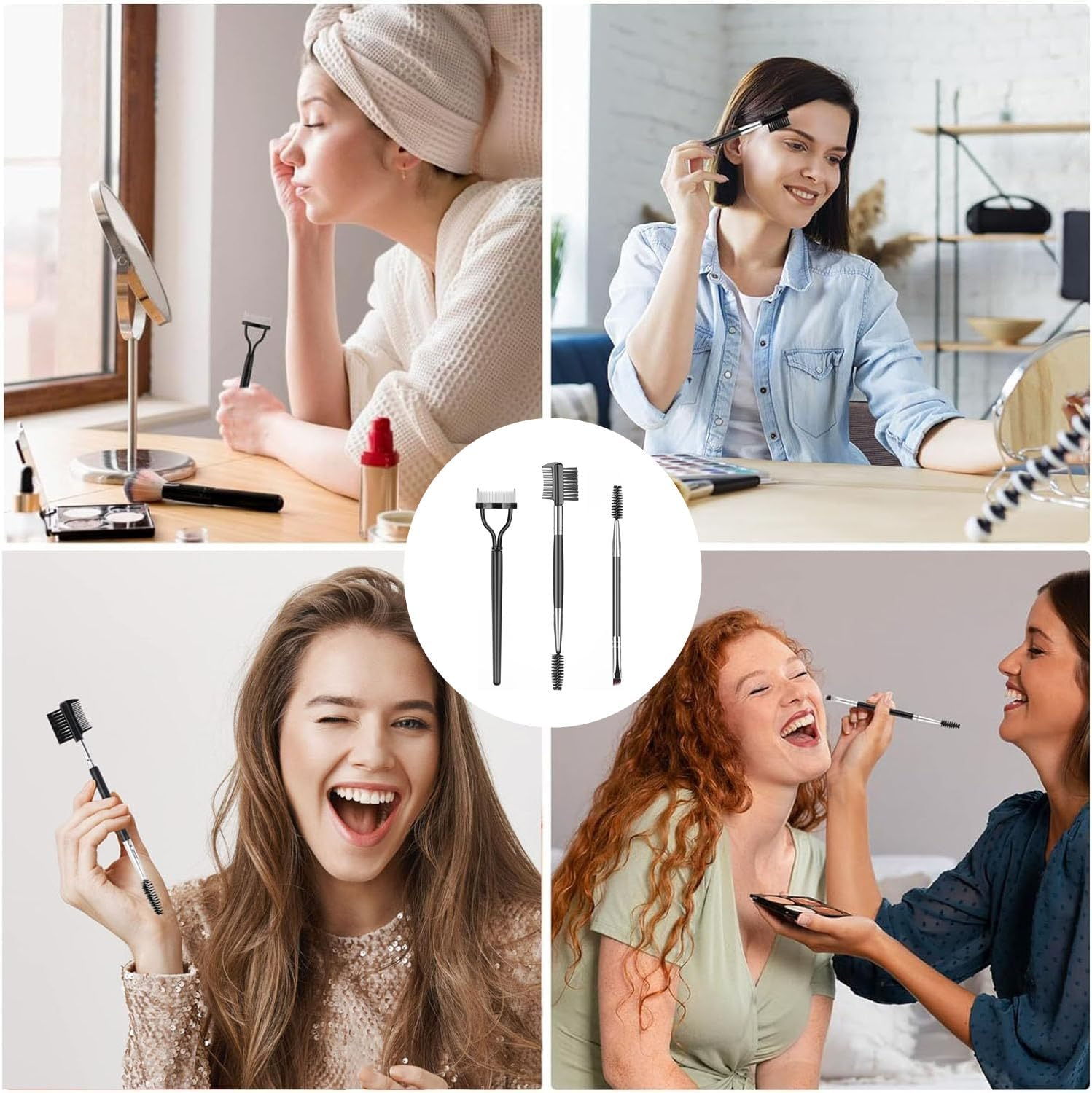 3 Pcs Eyebrow Brush Eyelash Separator Brow Comb & Lash Professional Eye Makeup Tools