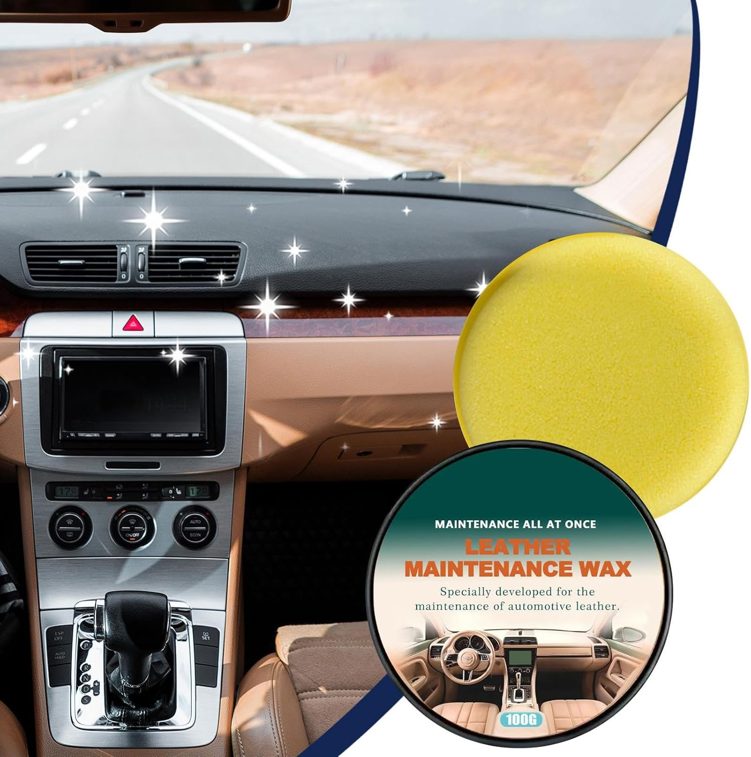 Car Interior Restorer | Leather Maintenance Wax - 100G Automotive Wax Safe Long Lasting Cleaner Coating Paste Detailing Supplies for Wheel image number 1
