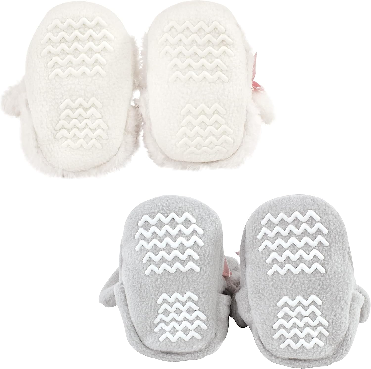 Hudson Baby Unisex Baby Animal Fleece Booties 2-Pack, Gray Elephant Lamb image number 3