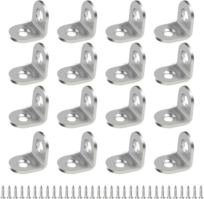 L Bracket Corner Brace with Screws,20Pcs L Bracket Corner Brace 90 Degree Corner Braces L Brackets Corner Brackets,90 Degree Brace Small Right Angle Brackets,Stainless Steel L Brackets Corner Braces image number 2