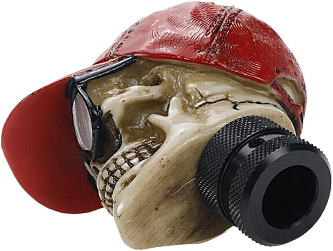 Modengzhe Resin Cap Skull Shpae Universal Type Gear Shift Knob Replacement Decor for Car Interior Modification (Red Cap) image number 1