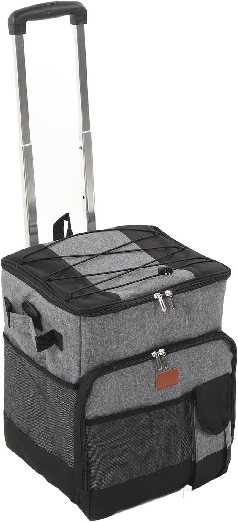 Collapsible Rolling Cooler Bag, 35L Leakproof Insulated Grocery Shopping Bags with Wheels Waterproof Oxford Cloth Lever Type Trolley Insulation Bag for Beach, Camping Patio Travel image number 2