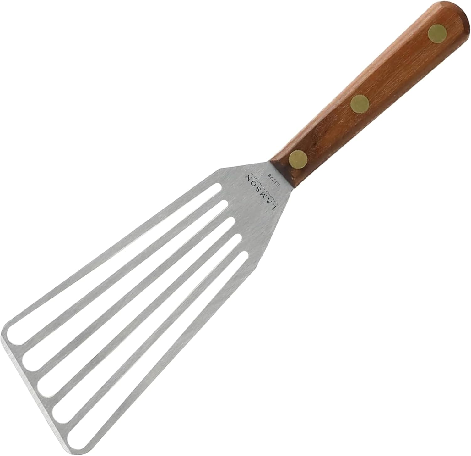 Lamson 4" X 9" Jumbo Slotted Chef'S Turner, Walnut Handle - Right-Hand