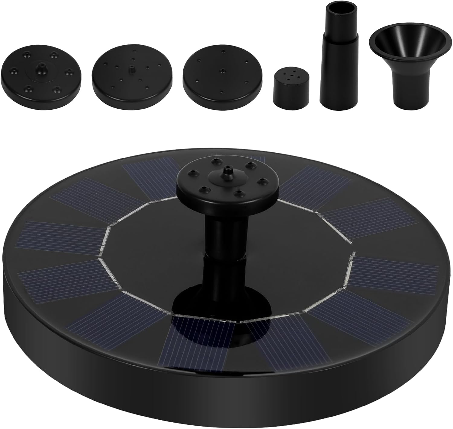 Outdoor Solar Fountain, Solar Powered Bird Bath Fountain with 6 Nozzles,Floating Solar Powered Fountains for Garden Pond Swimming Pool (13 Cm)