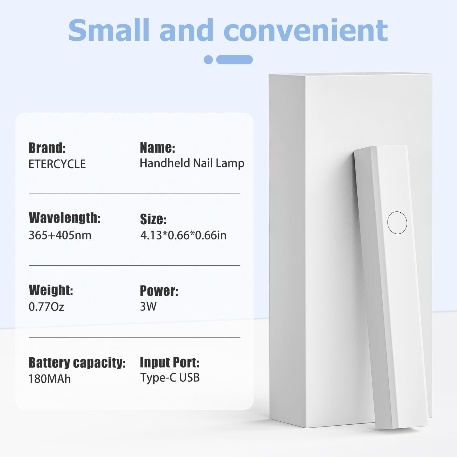 Etercycle Handheld UV Nail Lamp, Portable LED UV Light for Gel Nails Rechargeable USB Nail Dryer, 3W Quick Dry Mini Nail Light for Resin Curing, Flash Cure Lamp for Home DIY Manicure Salon image number 4