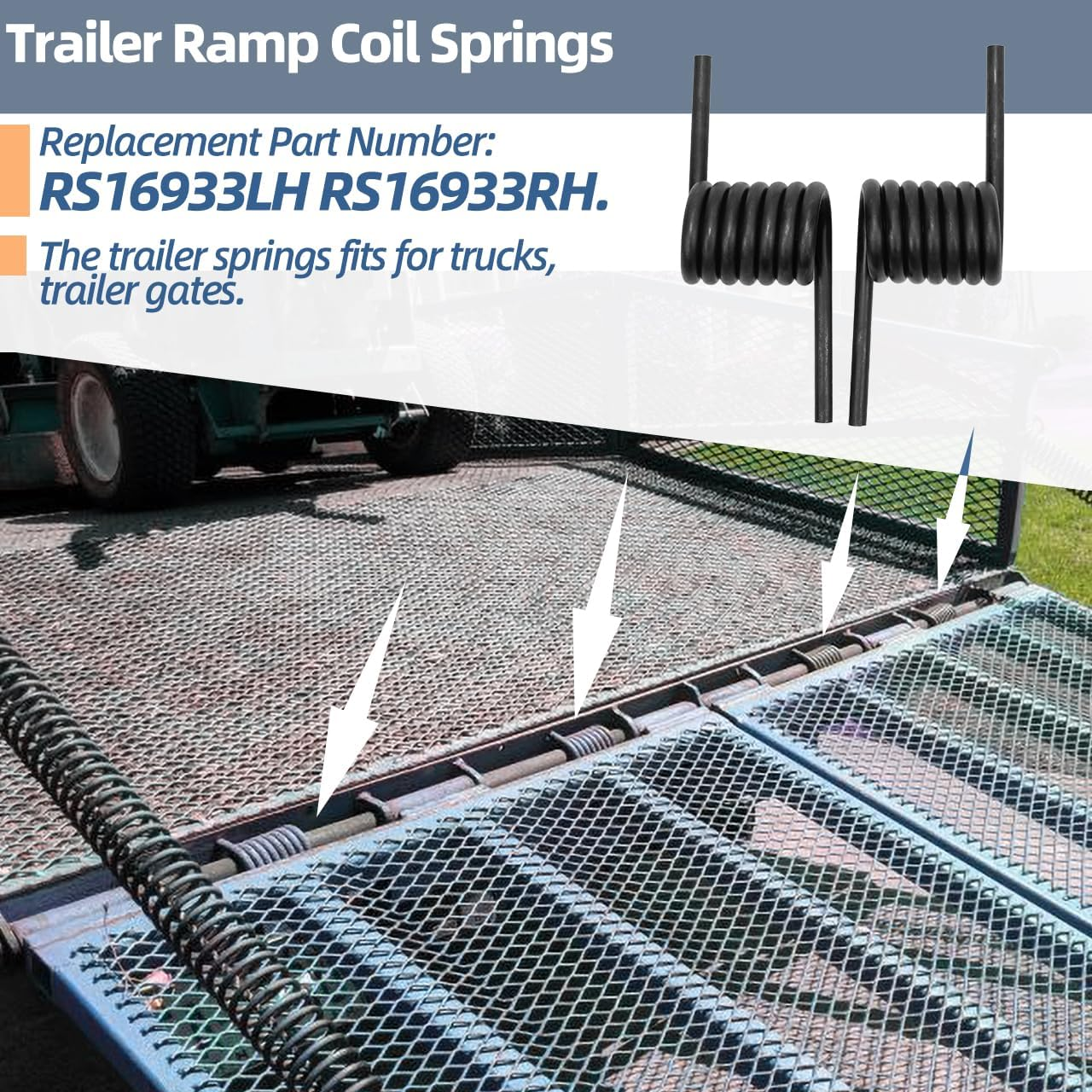 Trailer Ramp Coil Springs, Heavy Duty Trailer Springs Right & Left Ramp Gate 2000 Lbs RS16933LH RS16933RH, Fits for Trucks, Trailer Gates (1 Pair) image number 2