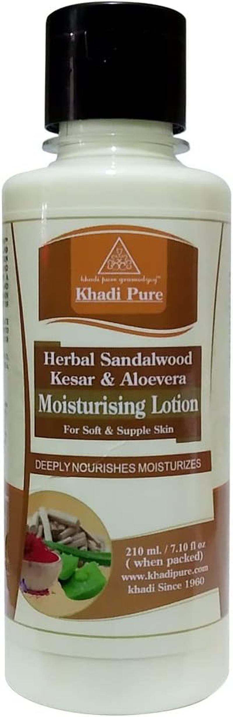 Khadi Pure Herbal Sandalwood, Kesar & Aloevera Moisturising Lotion, 210 Ml