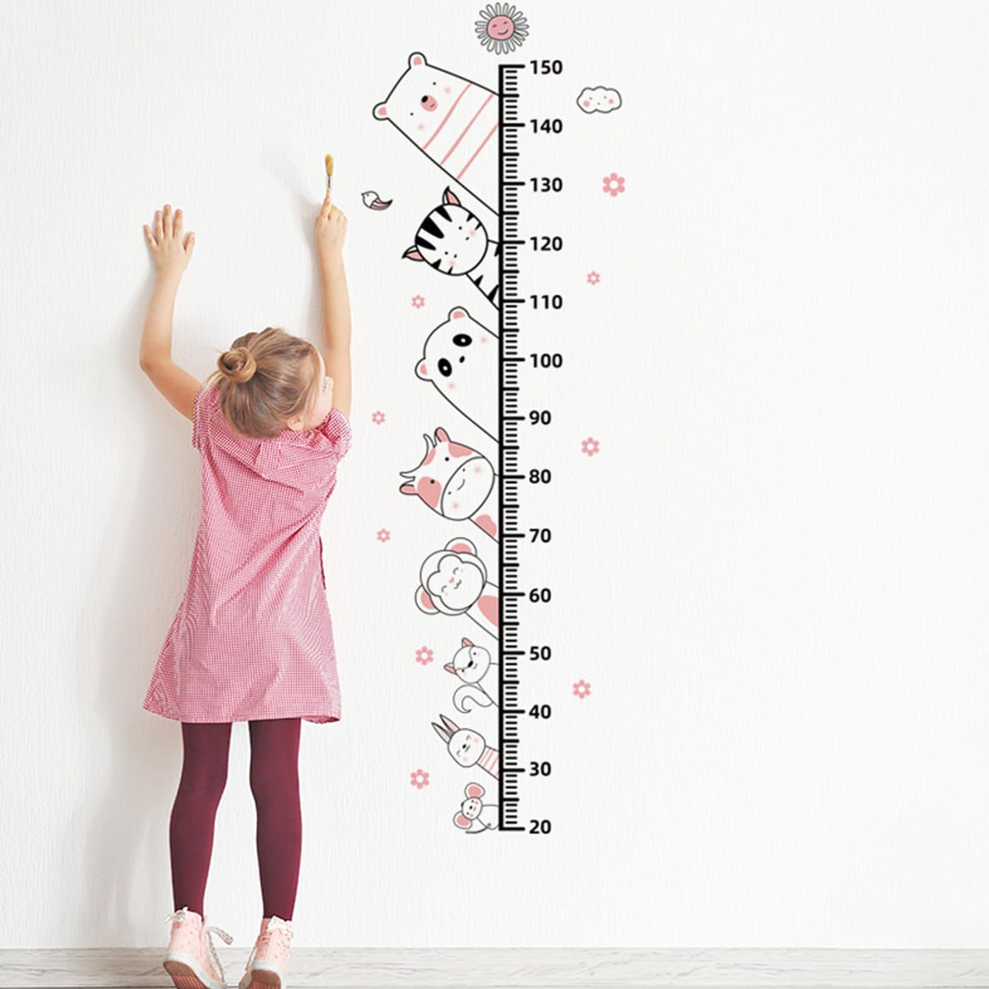 Kids Height Chart Wall Stickers,Baby Growth Height Wall Decal Removable DIY Height Measure Mural Decor for Girls Boys Toddler Nursery Kindergarten Playroom Bedroom Decoration Art (E) image number 3