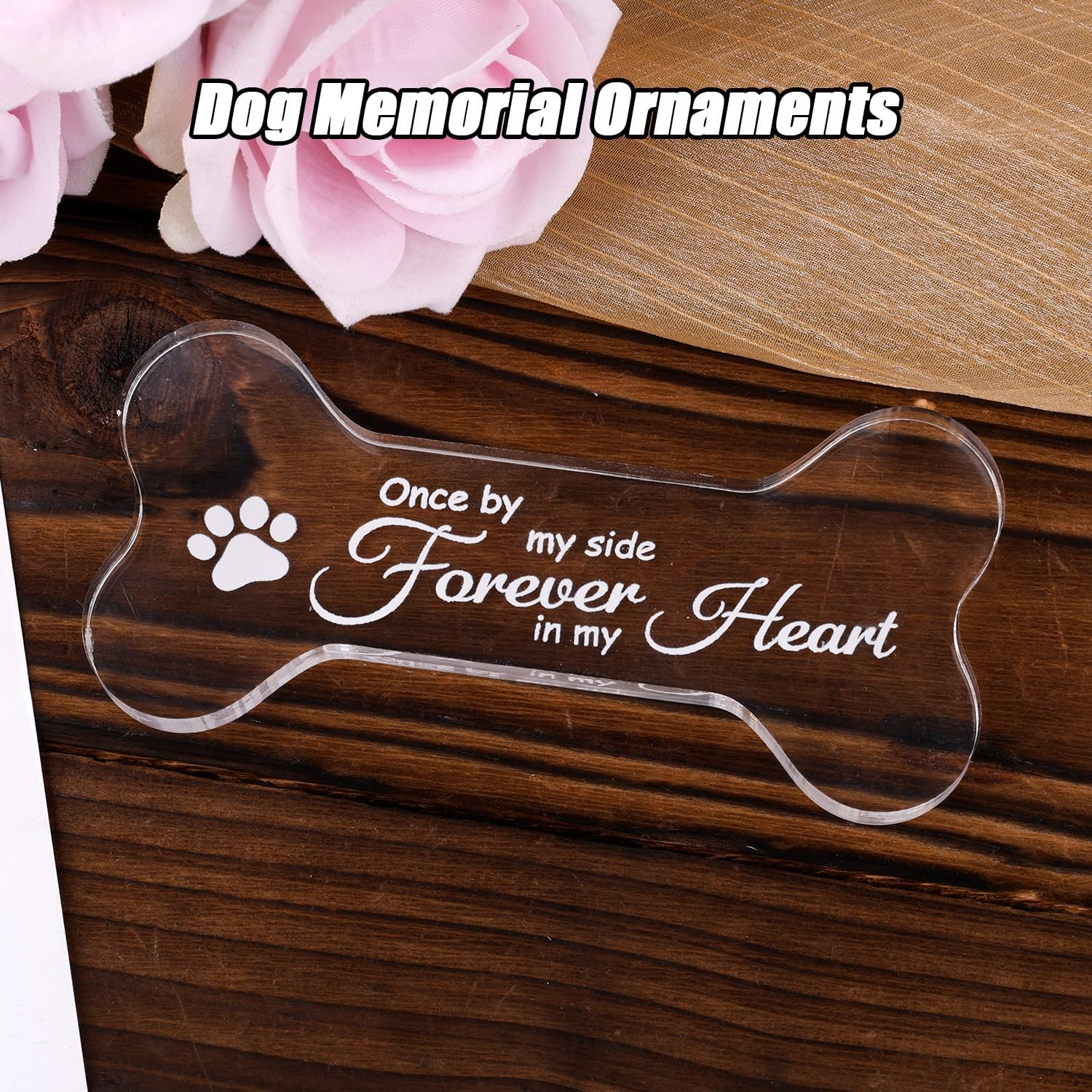 Pet Memorial Ornament, Loss of Dog Cat Sympathy Gift Pet Remembrance Ornament Bone Shape Memorial Gifts Decoration for Dogs Puppy Keepsake image number 4