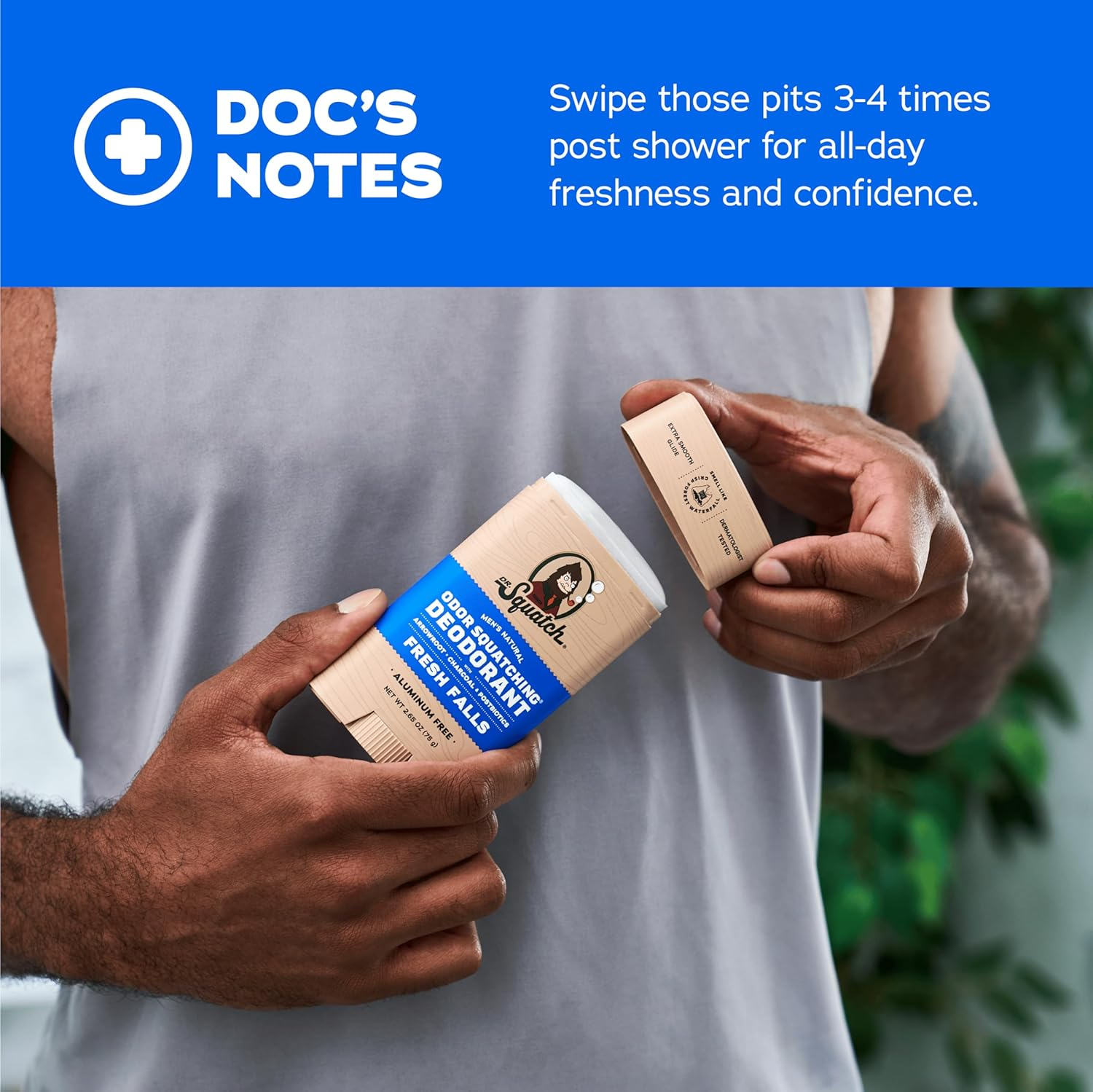 Dr. Squatch Natural Men&rsquo;S Deodorant &ndash; Aluminium Free Natural Deodorant for Men with Charcoal & Postbiotics for 72-Hour Odor Protection &ndash; Alpine Sage & Fresh Falls, 75G Stick (2-Pack)