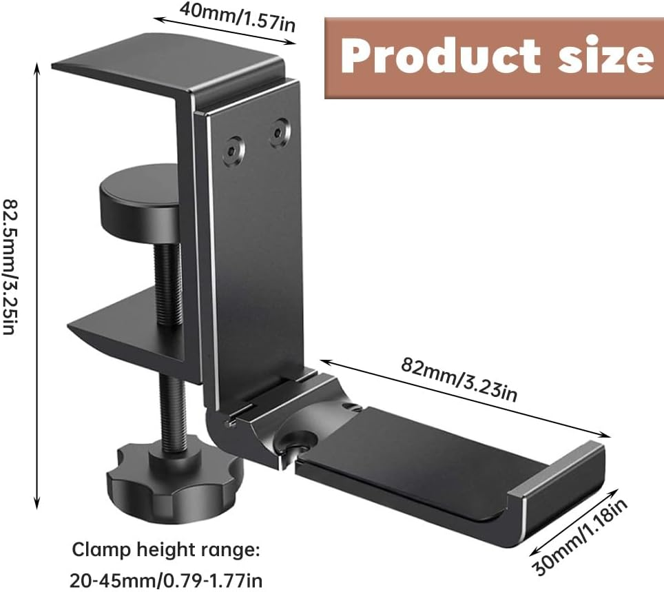 Aluminum Headphone Stand Hanger Foldable,Headphone Holder,Headset Holder with Cable Clip Clamp Hook under Desk, save Your Space While Working & Gaming image number 6