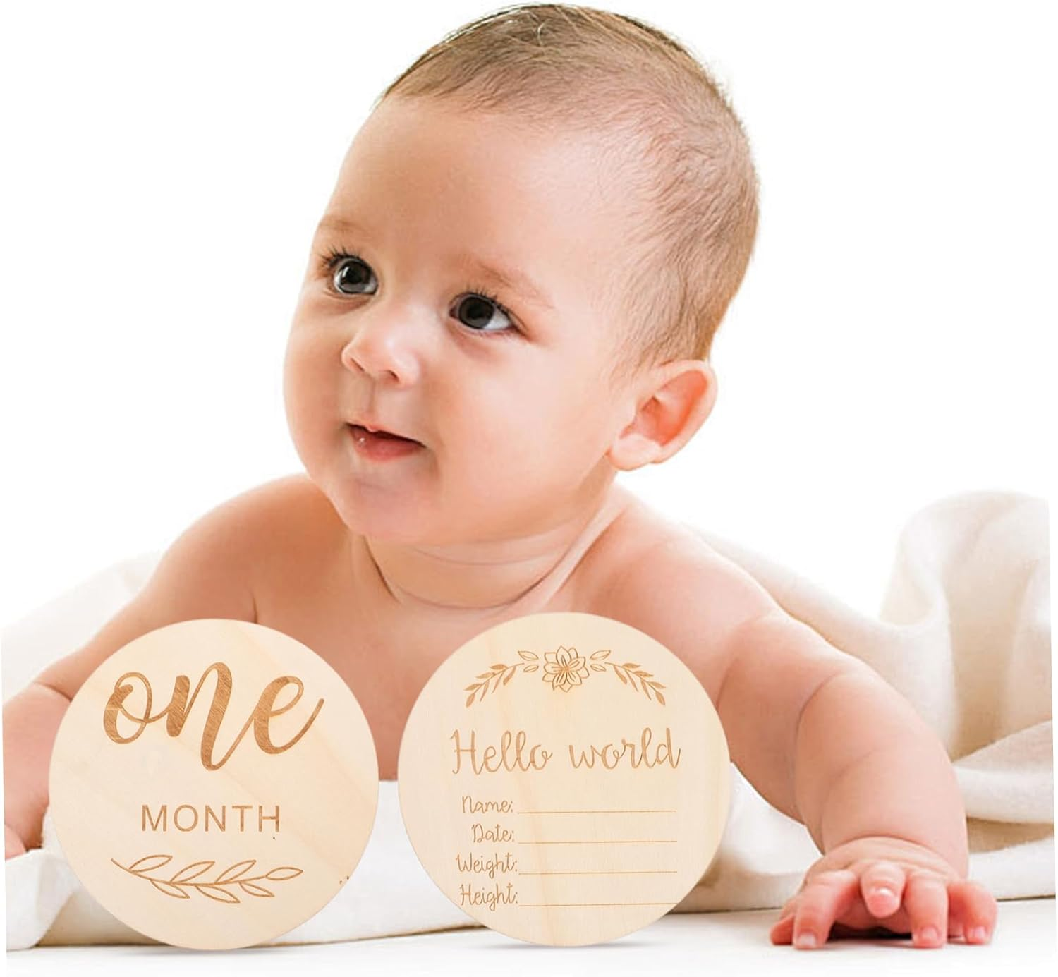 12Pcs Wooden Photo Props Log Milestone Cards Wood Sign Newborn Photography Keepsakes Birth Announcement Sign for Monthly Shower image number 3