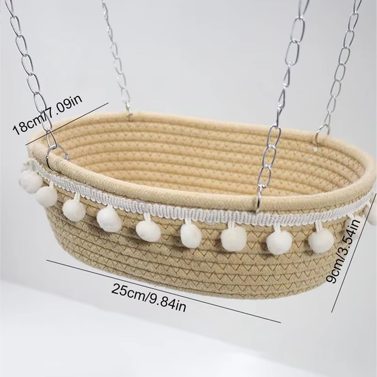 AIMALL Small Pet Hammock for Hamster, Guinea Pig, Rat, Ferret - Soft Cotton Hanging Bed Nest with Pom-Pom Details, Secure Hanging System for Pet Cage - Cozy and Comfortable Resting Spot image number 1