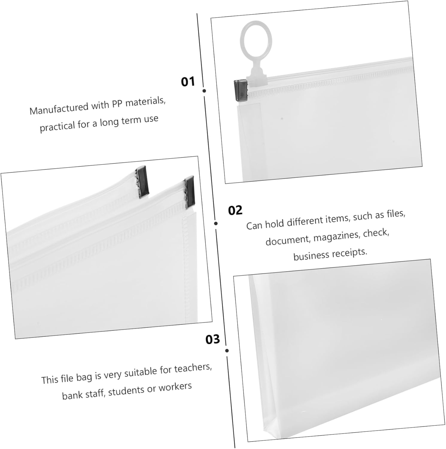 NUOBESTY 4Pcs Bill Storage Bags Zipper File Organizer Document Holder for Office Bills Money Bags Zipper Safe File for Portable Documents image number 5