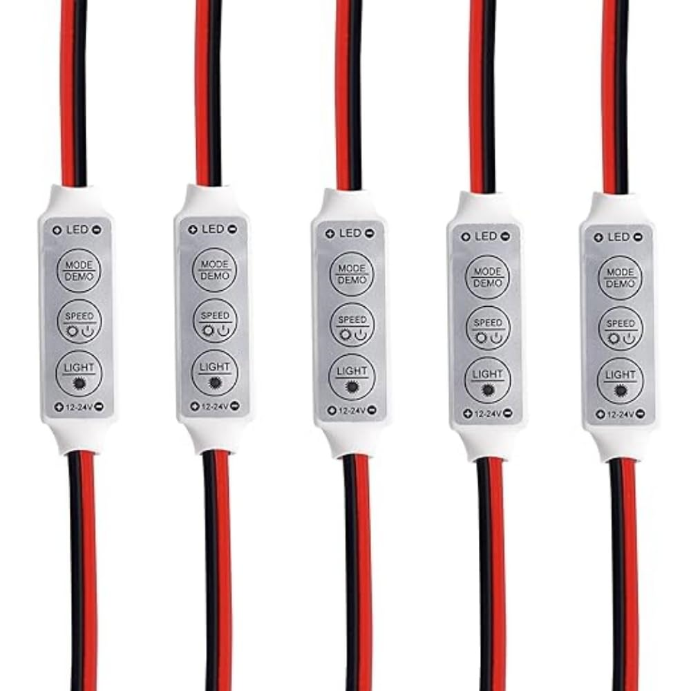 5PCS Mini LED Dimmer Controller 12V -24V LED Strip Dimmer Single Color Controller Brightness Dimmer 3 Keys ，Suitable for Monochrome Light Strips image number 3