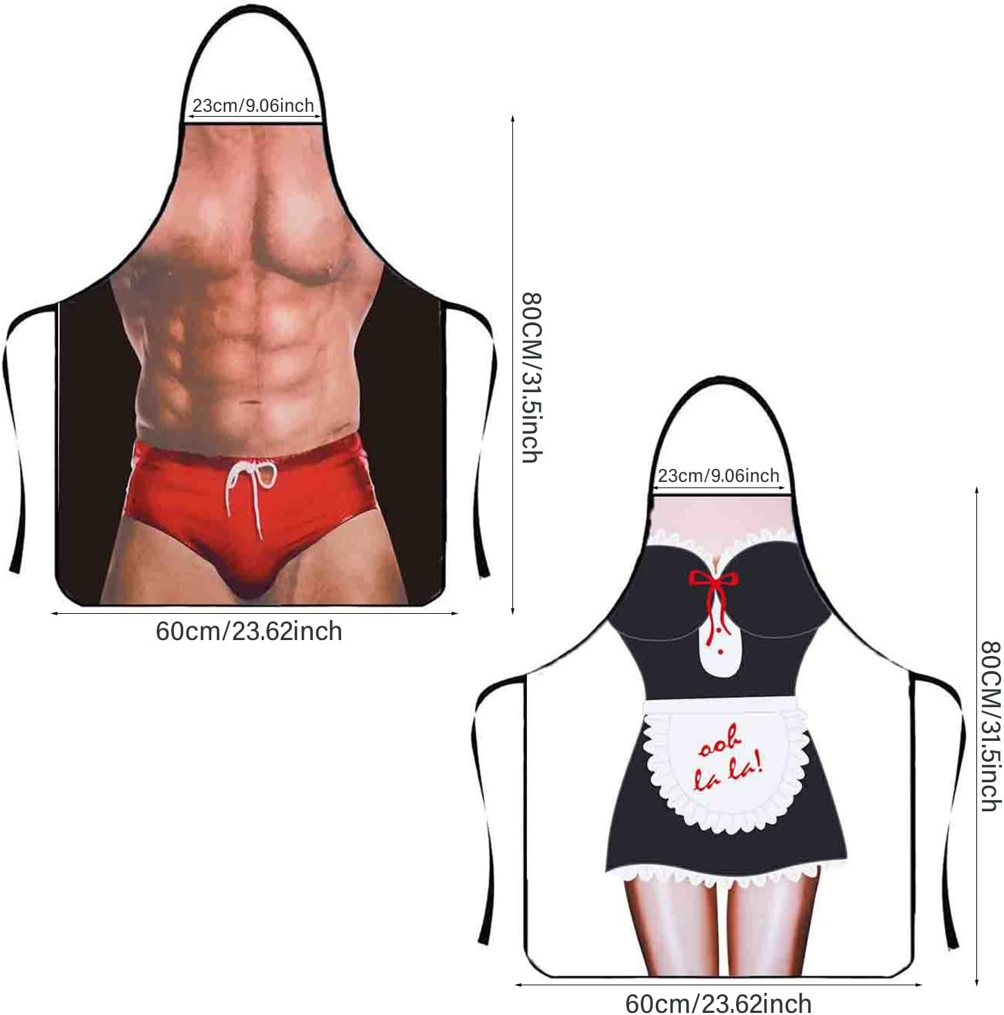 2Pack Apron, 3D Waterproof Funny Apron, Sexy Man and Woman Cooking Apron, Polyester Sexy Apron for Home, Kitchen. Funny Creative Cooking Apron Couple image number 4