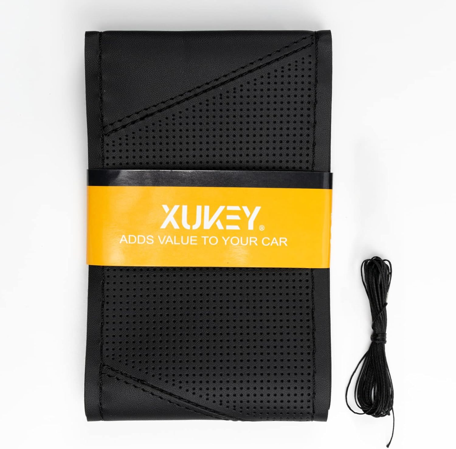 AUTOXBERT Sports Style Hand Sew Steering Wheel Cover Microfiber Leather Car Auto Steering Wheel Cover Stitch on Wrap for Cars, Suvs, Trucks and Autos - Black image number 3