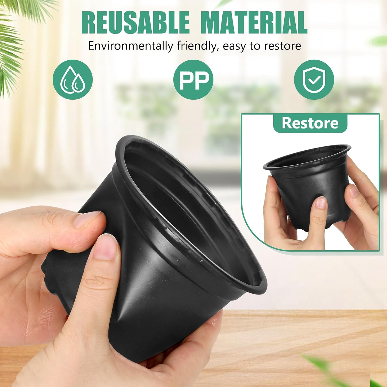 120 Pack 4 Inch Nursery Pots for Plants, Plastic Seeds Starter Pots with Drainage Holes, Small Plastic Plant Pots for Succulents Seedling Cutting Transplanting image number 5