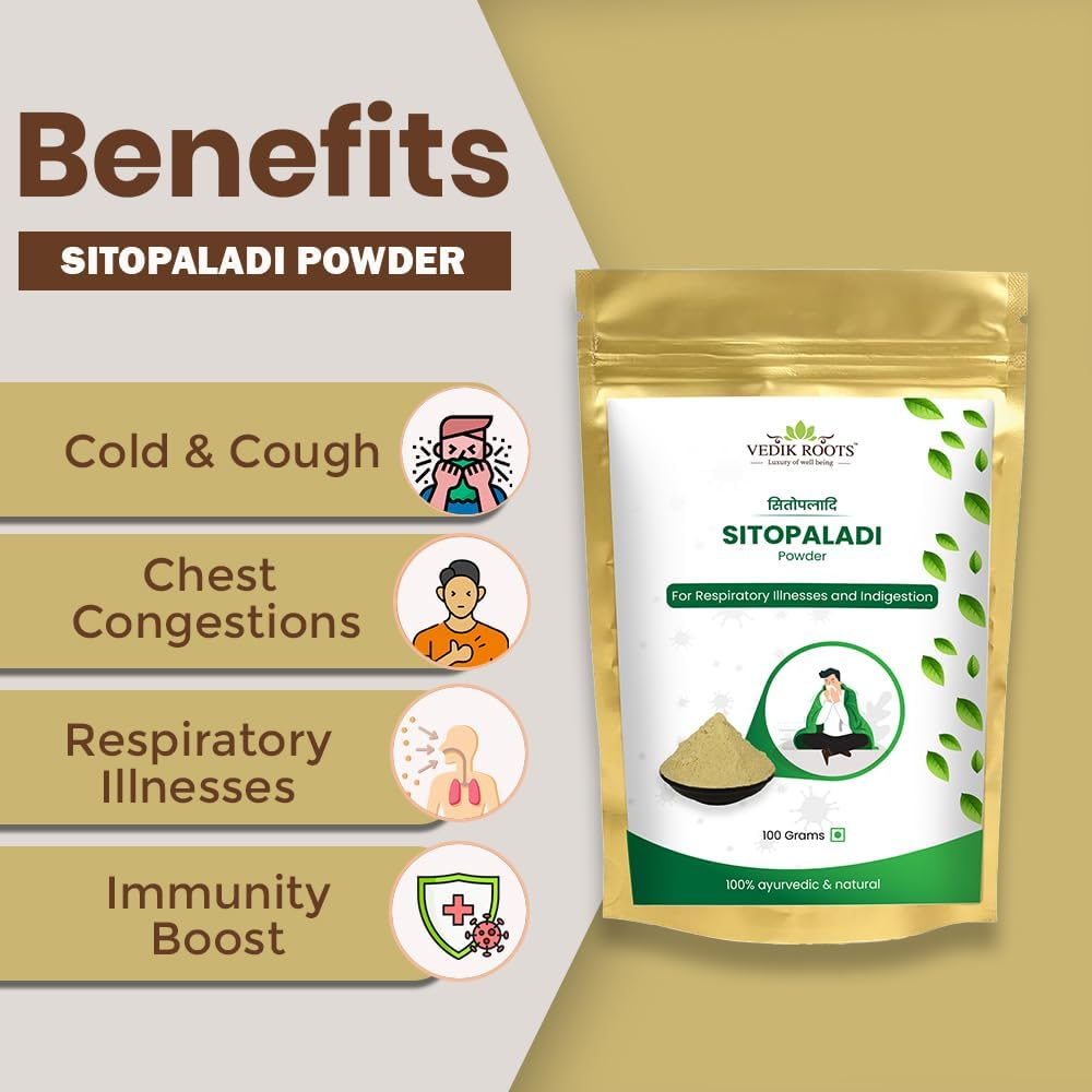 Ayurvedic Sitopaladi Churna Powder Respiratory Support for Cough Cold, Sore Throat & Digestive Wellness Useful in All Types of Cough (Pack of 1,100 Grams) image number 1