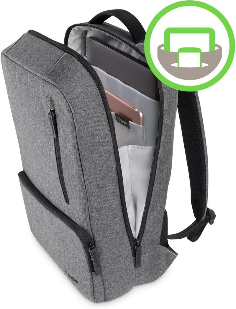 Belkin Classic Pro Backpack Laptop Bag,Grey,15.6 Inches,F8N900Btblk image number 3