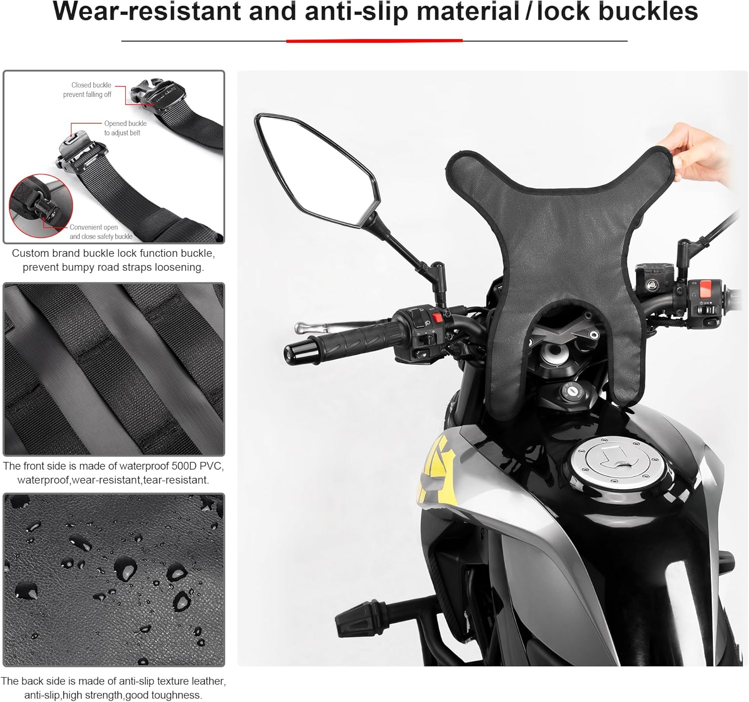 WILD HEART Motorcycle Tank Mount Base for Fuel Tank Bag/Saddle Bag/Tail Bag/Seat Bag/Walkie Talkie Motorcycle Accessory image number 3