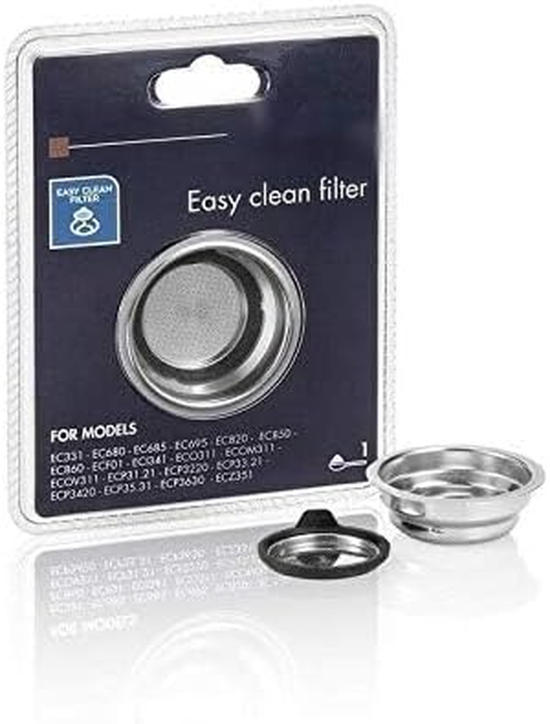 One Cup Easy Clean Filter Cream for Delonghi Coffee Machine EC331 EC680 EC685 EC695 EC820 EC850 EC860 ECF01 ECO311 ECP31 ECP3220 ECP33 ECP3420 ECP35 ECP3630 ECZ351 ECF01 5513280991 DLSC400