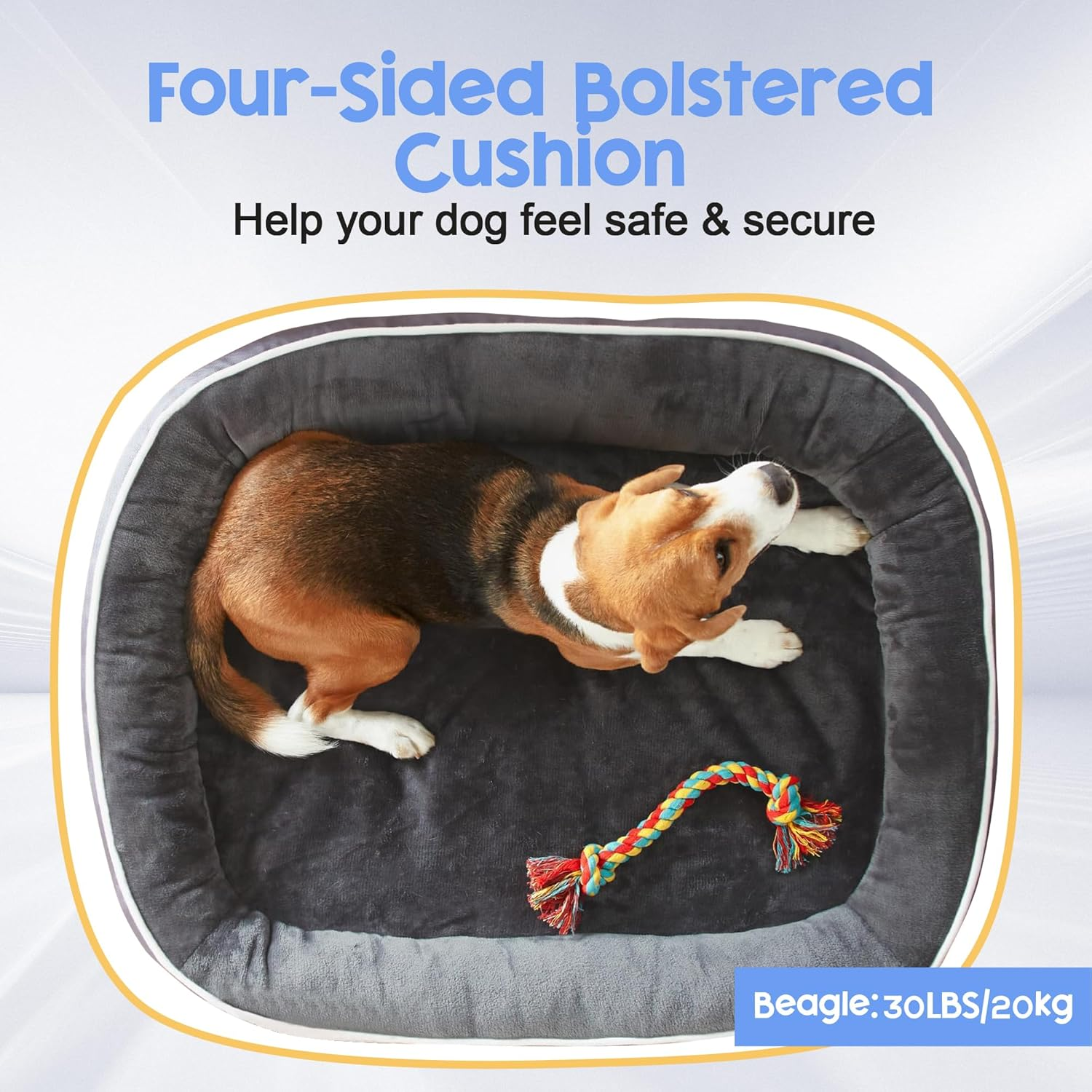 TUXOIUBA Orthopedic Dog Bed with Egg Foam Support, Large Dog Sofa Bed for Large Dogs, Machine Washable Plush Cover and Non-Slip Bottom with Four Sided Bolster Cushion